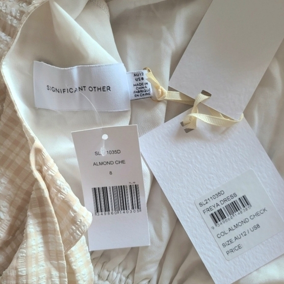 Significant Other Freya Tiered Maxi Dress, Almond Check, Size 8, NWT - Picture 15 of 15